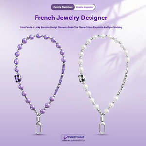 רצועת טלפון קצרה נגד אובדן עם חרוזי פנינה, רצועת יד עם תליון מתכתי לעיצוב טלפון סלולרי - Product Image 4