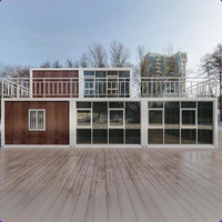 Maison modulaire en conteneurs à deux étages de haute qualité, maison préfabriquée miniature avec terrasse et balustrade pour villa et appartement de vacances