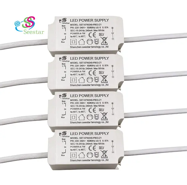 Seestar IP42 Constant current Low power factor isolated AC220-240V DC15-24V 240mA 4W 5W 6W 7W led light driver