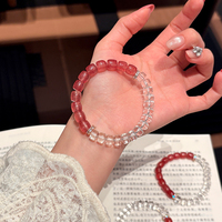 Bracelet en perles de quartz fraise naturel, bijou classique en quartz clair, pierre énergétique élégante, cadeau unisexe