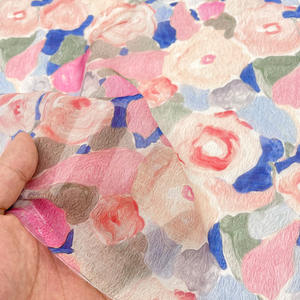 Cáñamo de seda con estampado de estilo Pastoral para tela de lino Tencel suave para la piel ligeramente transparente azul <span class=keywords><strong>Rosa</strong></span> pintura al óleo flor - Product Image 3