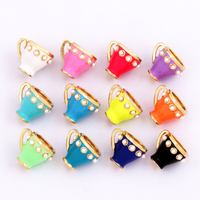 Nouveau coloré thé eau tasse à café émail huile goutte pendentif à breloque, plaqué or 18 carats couleur perle collier Bracelet fournitures L51