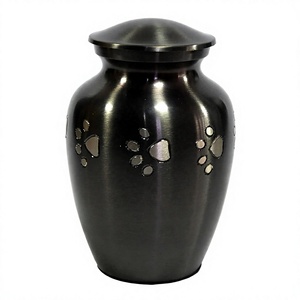 Urne commémorative pour animaux de compagnie Eternal Paw Print, en métal noir mat, souvenir avec couvercle décoratif et fermeture sécurisée - Product Image 2