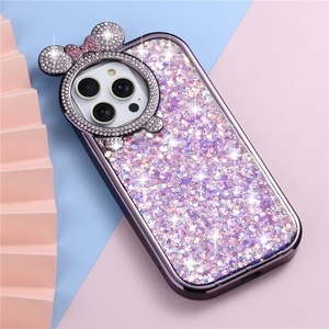 Luxury Cute Diamond Shiny Glitter Mouse Ear Mobile Phone <b>Cover</b> Shell <b>Protector</b> Accessories Case for iPhone 15 14 13 12 11 - Product Image 3
