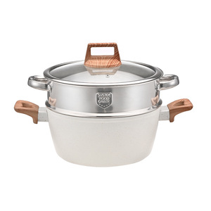 Chống-bỏng gỗ xử lý chậu 12 cái nhôm Cookware Set OEM Die Cast không dính nhà bếp nấu ăn chậu và chảo - Product Image 5