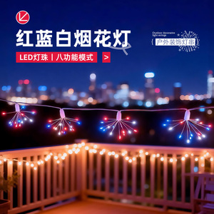 <b>Red</b> Blue White Firework <b>Lights</b> <b>Led</b> String Eight Modes Outdoor Decoration - Product Image 1