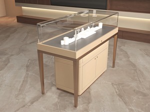 Vitrine de comptoir en verre classique pour bijoux, présentoir en métal pour magasin avec tiroir et armoire de présentation - Product Image 1
