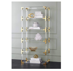Estantería a medida de 6 estantes, dorada y acrílica transparente, estantería de exhibición, estantería de pie para suelo lucite - Product Image 2
