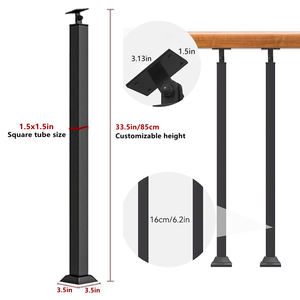 33.5 "đen trắng vàng kim loại boong lan can có thể điều chỉnh lan can cọc cầu thang lan can bài viết cho hiên ban công hiên cầu thang trang trí - Product Image 2