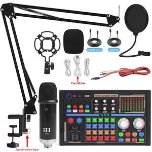 Podcast Live Equipment-Kit de micrófono de placa de sonido de grabación de Canto de juego con soporte, mezclador de tarjeta de sonido de <span class=keywords><strong>audio</strong></span> con efectos - Product Image 1
