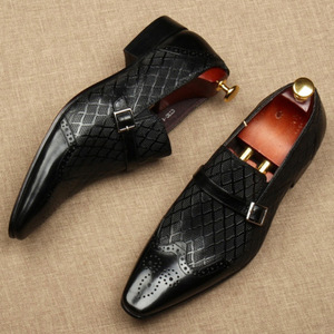 Chaussures de bureau pour hommes en cuir véritable de haute qualité, à lacets, à semelle épaisse, à motif à pois, antidérapantes et respirantes - Product Image 1