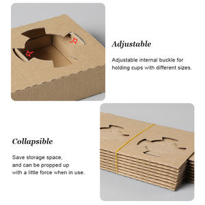 Logo imprimé personnalisé gobelet jetable en <span class=keywords><strong>carton</strong></span> ondulé pour boisson chaude avec couvercle support pour café bulle Boba thé porte-boisson froide - Product Image 4