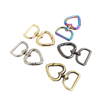 Porte-clés en forme de cœur de 20 mm avec mousqueton pivotant et fermoir mousqueton métallique, accessoires de quincaillerie spéciaux pour sacs, crochet de sac