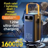Nouvelle batterie externe en plastique à charge rapide, batterie au lithium polymère, chargeur portable à énergie solaire, capacité élevée de 200 000 mAh