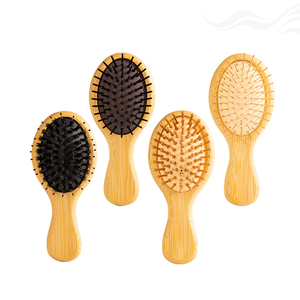 Mini cepillo de <span class=keywords><strong>bambú</strong></span> al por mayor, cepillo de viaje de madera pequeño, cepillo de paleta para masaje del cuero cabelludo, cepillo de bolsillo desenredante para cabello húmedo o seco - Product Image 1