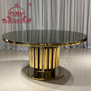 Commercial Glass <b>Top</b> Stainless Steel <b>Wedding</b> Table and Chairs for Events - Product Image 6
