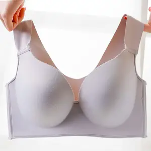 36D-46E Sujetador push-up sin costuras para mujer, ropa interior acolchada que absorbe los golpes, chaleco para mujer, sujetador de talla grande