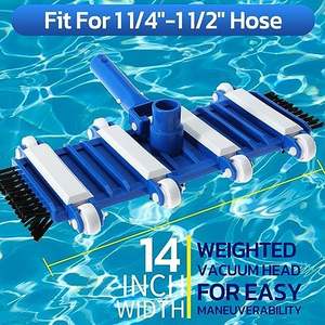 Tête d'aspirateur <span class=keywords><strong>de</strong></span> <span class=keywords><strong>piscine</strong></span> en plastique écologique robuste <span class=keywords><strong>de</strong></span> 14 pouces, brosses latérales inférieures, conception flexible lestée, poignée en aluminium, lithium - Product Image 3