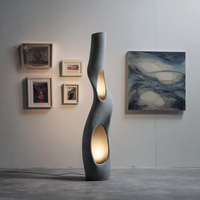 Lampe de sol en acier creux d'art moderne |   Lampe sur pied créative à LED, design unique en métal courbé imitation béton, étanche et à intensité variable
