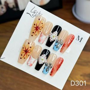 10 <span class=keywords><strong>Uñas</strong></span> Acrílicas Francesas con Diseño de <span class=keywords><strong>Flor</strong></span> 3D, <span class=keywords><strong>Uñas</strong></span> Postizas Hechas a Mano, <span class=keywords><strong>Uñas</strong></span> de Cobertura Completa para Salón y Uso Personal - Product Image 5