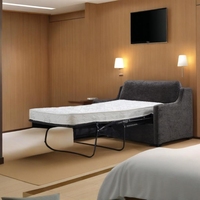 Canapé-lit convertible moderne gris inclinable et pliable avec matelas extractible et cadre métallique pour salon et hôtel