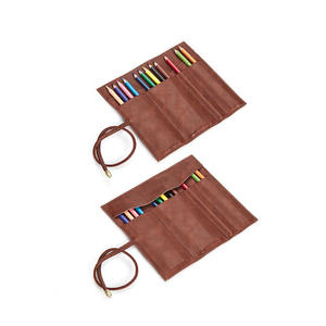 Wholesale Leather Roll up <b>Pen</b> Bag Pencil Case Storage Pouch Organizer Can Custom logo - Product Image 1