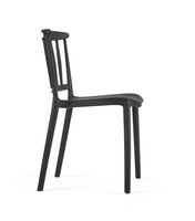 Chaises de salle à manger noires modernes empilables en plastique avec dossier semi-circulaire pour appartement et usage scolaire