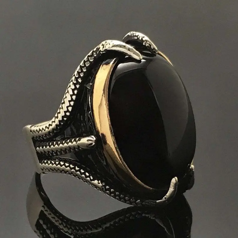 Лидер продаж, 925 тайское посеребренное кольцо с черным Цирконом, ювелирные изделия для мужчин, увеличенное кольцо с гусиным яйцом, разделительное кольцо