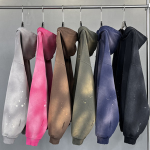 เสื้อฮู้ดดี้ผู้ชายผ้าฝ้ายคุณภาพสูง 100% 450gsm เป็นมิตรกับสิ่งแวดล้อม ระบายอากาศได้ดี เหมาะสำหรับฤดูหนาว สไตล์เรโทร สตรีทแวร์ ล้างสีแบบแอซิดวอช  รับสั่งทำ - Product Image 1