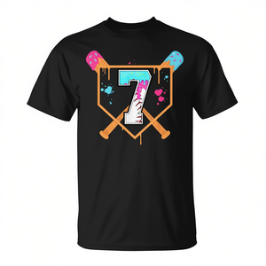 T-shirt Baseball 7th Birthday Ice Cream Drip per bambino di 7 anni - Product Image 2