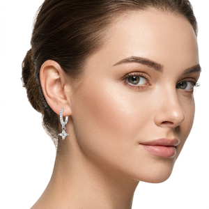 Pendientes de Aro Románticos con Flores y Piedras de Moissanita, Plata 925 con Baño de Rodio, Joyería de Boda para Mujer - Product Image 5