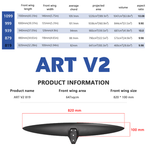 Axis ART V2 819 Aile avant en fibre de carbone pour SUP, pêche, Efoil, bateau, kitesurf, planche de surf, surf, hydrofoil - Product Image 2