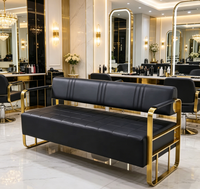 Banc d'attente commercial pour salon, chaise d'attente en cuir noir de type banc pour hall de spa
