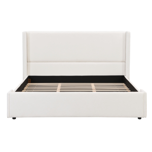 Cadre de lit King Size avec tête de lit haute capitonnée et plateforme, tête de lit en forme de vague - Product Image 2