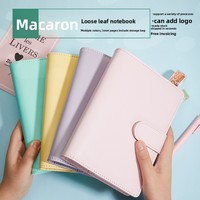 Carnet de notes A5 rigide en cuir PU avec 6 anneaux, rechargeable, pochettes pour cartes, 100 feuilles, journal rose mignon pour l'école, le travail, ou comme cadeau