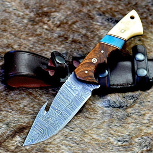 Cuchillo de Caza de Acero de Damasco con Diseño de Patrón Premium, Colección para Exteriores, Cuchillo de Caza de Acero de Damasco Hecho a Mano - Product Image 4