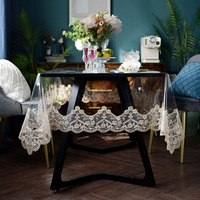 Nappe en PVC Y323 imperméable et résistant à l'huile tapis de Table Transparent lavable café plaque de cristal couverture en verre souple tissu dentelle