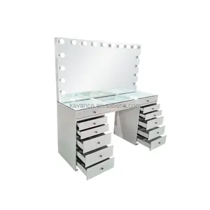 Salon Furniture Styling Mirror Station <strong>hollywood</strong> Mirror <strong>Dressing</strong> <strong>Table</strong> of Beauty Salon for Sale - Product Image 4