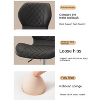 Tabouret de bar en cuir avec structure métallique, design moderne et minimaliste, chaise pivotante à dossier réglable en hauteur pour la maison, l'îlot de cuisine