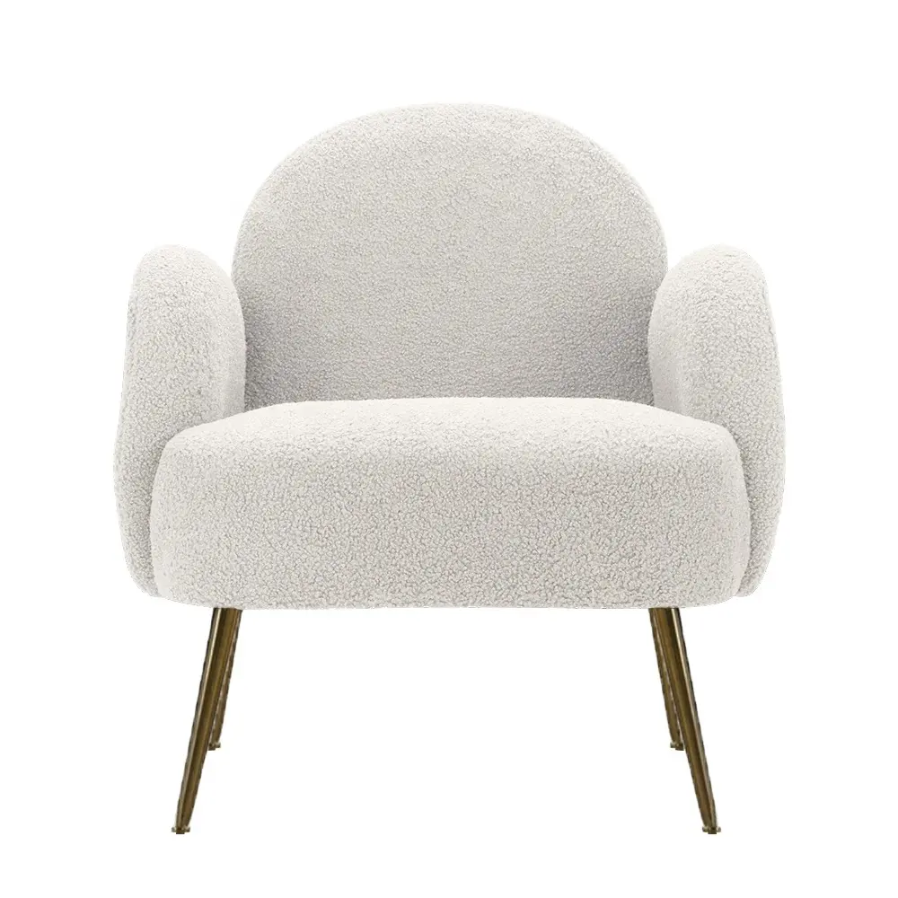 Moderne Lounge Boucle Stoel Hotel Sofa Vrijetijdsstoel Lam Gestoffeerde Fauteuil.