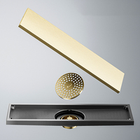 Ensemble de salle de bain intégral en acier inoxydable 304 brossé 24 pouces de long salle de bain drain linéaire Invisible sortie verticale douche drain de sol