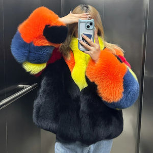 <span class=keywords><strong>เสื้อ</strong></span>โค้ทและแจ็กเก็ตขนสุนัขจิ้งจอกย้อมสีหลากสีหลายสีแนววินเทจสำหรับฤดูหนาว - Product Image 5