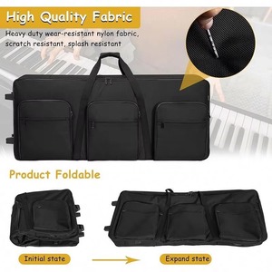 BSCI Factory Capacity Portable Waterproof Rolling 61 Keys Piano Keyboard Gig <b>Bag</b> with <b>Wheels</b> and Adjustable Straps - Product Image 3