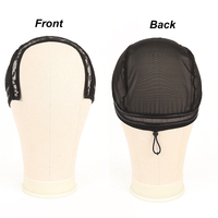 Bonnet de perruque noir en dentelle avec cordon de serrage, en forme de U, élastique, pour extensions capillaires