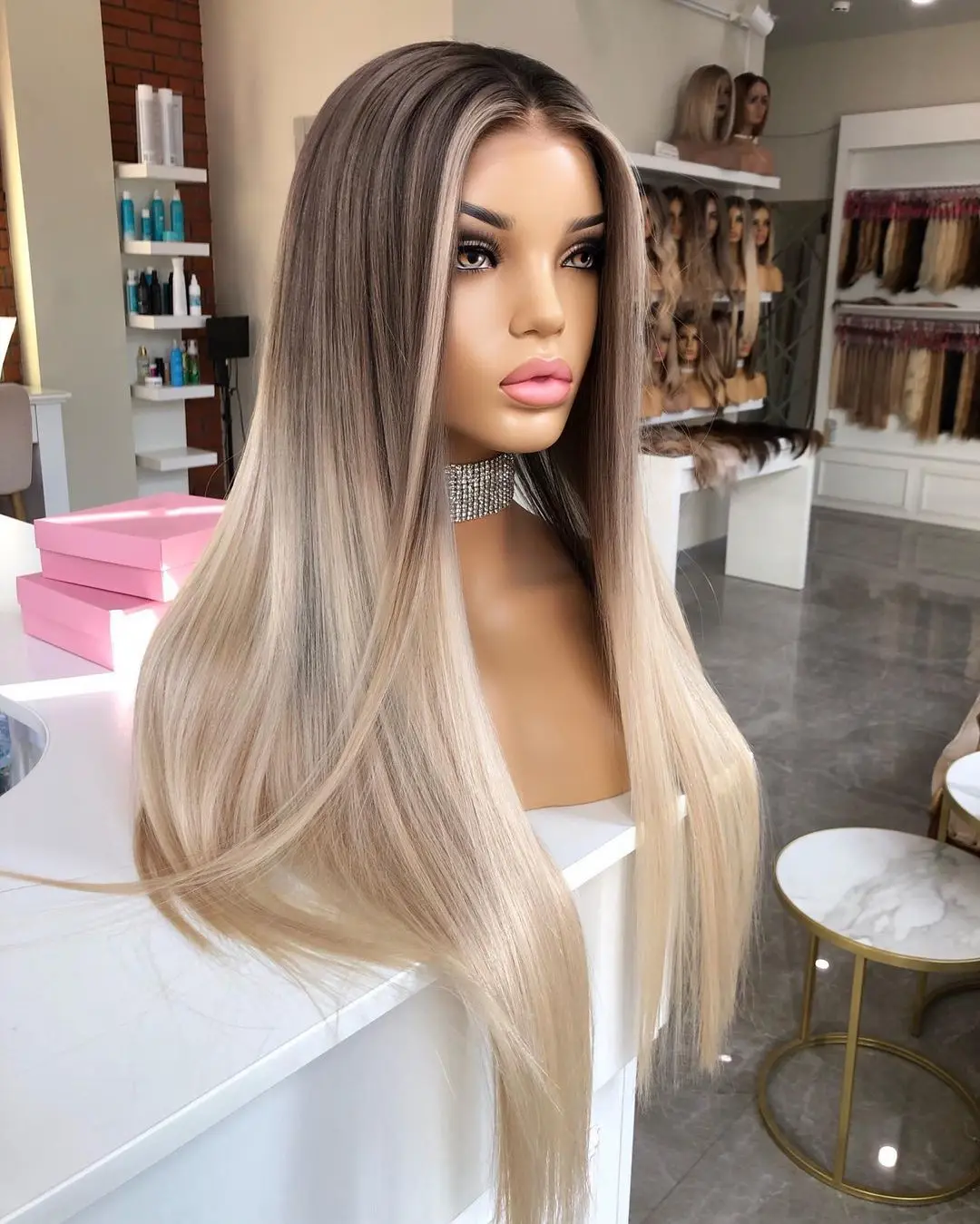 Russian Virgin Human Hair Platinum Blonde Highlight Color Cuticle Aligned Hair Lace Front Wigs