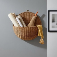 Panier mural en osier de style nordique MY4000 pour rangement de clés, décoration maison et gîte, panier à fleurs tressé à la main