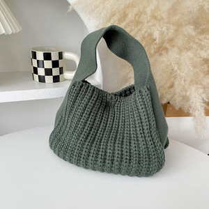 Bolso de Hilo de Lana de Punto Simple, Bolso Pequeño de <span class=keywords><strong>Ganchillo</strong></span> Reciclado, Bolso de Compras Informal para Niño, Coreano, Otoño e <span class=keywords><strong>Invierno</strong></span> - Product Image 6