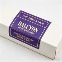 Étiquette personnalisée pour diffuseur à bâtonnets, autocollant doré violet pour emballage de bouteille de diffuseur d'ambiance hôtelier