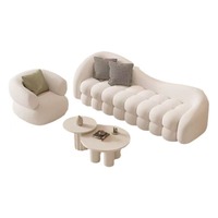 Ensemble de canapés nordiques incurvés Bubble, canapé nuage moderne en tissu bouclé avec fauteuil et ottoman, meubles de salon ondulés pour usage hôtelier