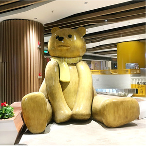 Escultura de Resina de Oso Sentado Grande, Figura Animal Contemporánea, Decoración Artística para Piso - Product Image 1